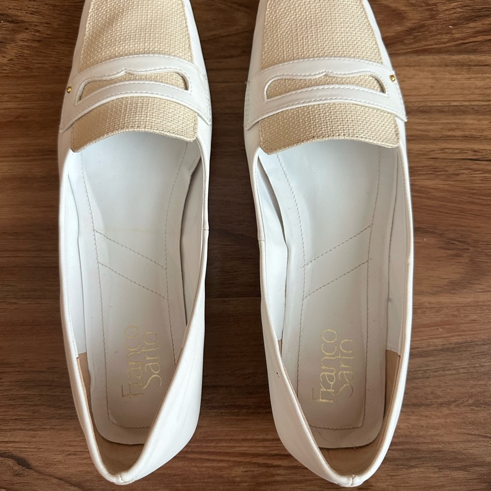 Franco Sarto Cream and White Loafers